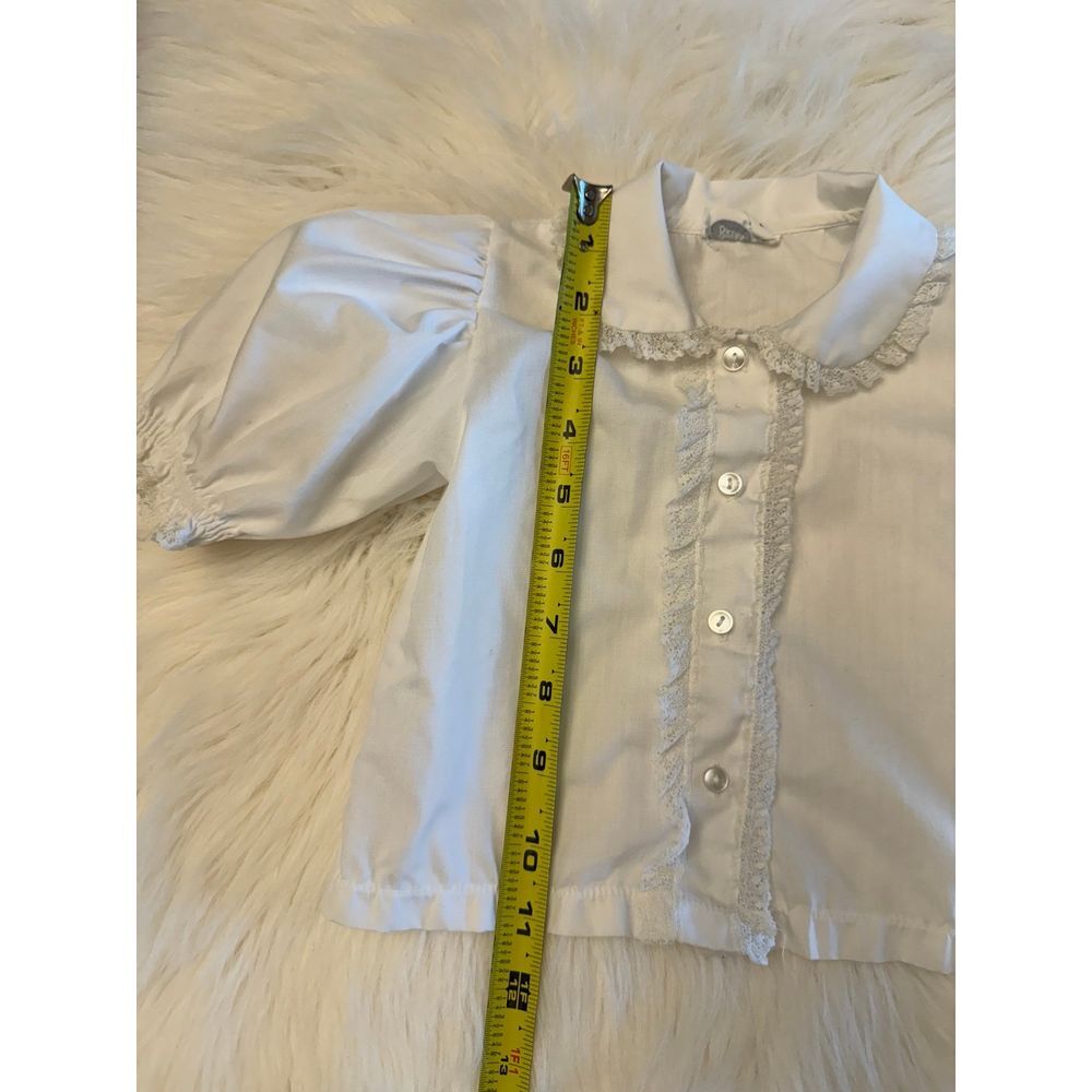 Vintage Peter Pan collar blouse with‎ ruffle detailing white EUC - Picture 5 of 6